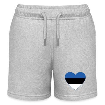 Estland Flagge Herz - Kinder Organic Joggingshorts Mini Bolter von Stanley/Stella - Grau meliert - Vorne