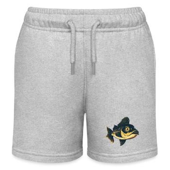 Fisch Zander Angler - Kinder Organic Joggingshorts Mini Bolter von Stanley/Stella - Grau meliert - Vorne