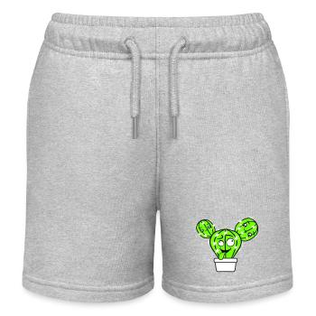 Cactus Cacti Face Prickly Funny Grimace - Kids Organic Sweat Shorts by Stanley/Stella - heather grey - Front