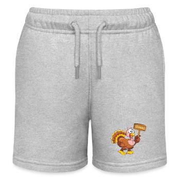 Lustiger Truthahn mit Holzzeiger - Kinder Organic Joggingshorts Mini Bolter von Stanley/Stella - Grau meliert - Vorne