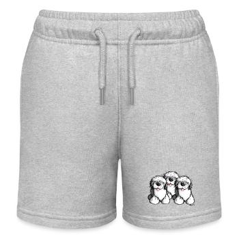 " Bobbie Bobtail "- Old English Sheepdog - Cartoon - Kids Organic Sweat Shorts by Stanley/Stella - heather grey - Front