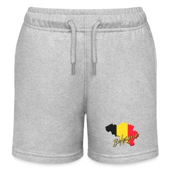 Map of Belgium, flag of Belgium - Kids Organic Sweat Shorts by Stanley/Stella - heather grey - Front