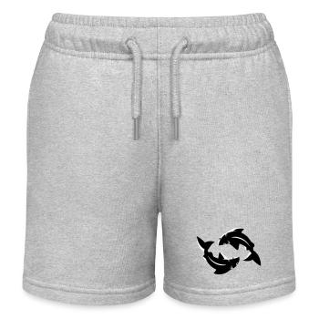 Pisces Circle Flow Emblem - Kids Organic Sweat Shorts by Stanley/Stella - heather grey - Front
