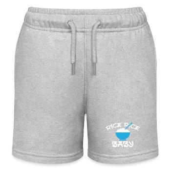 Rice Rice Baby Blue Bowl Design - Kids Organic Sweat Shorts by Stanley/Stella - heather grey - Front