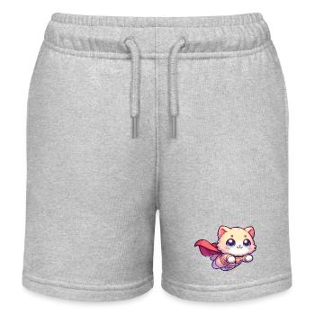Superheld Katze Kätzchen Helden Mieze - Kinder Organic Joggingshorts Mini Bolter von Stanley/Stella - Grau meliert - Vorne