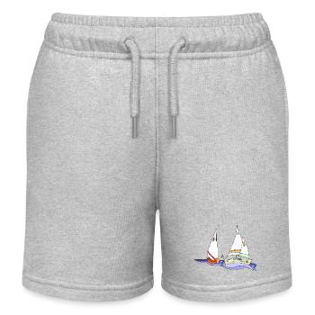 Segelboote - Kinder Organic Joggingshorts Mini Bolter von Stanley/Stella - Grau meliert - Vorne