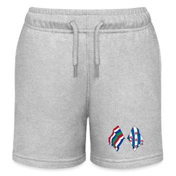 Schier & Friesland kreuzte Flaggen - Kinder Organic Joggingshorts Mini Bolter von Stanley/Stella - Grau meliert - Vorne