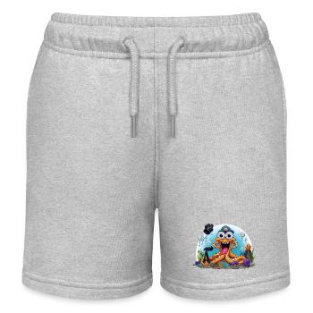 Tauchender Foto-Oktopus - Kinder Organic Joggingshorts Mini Bolter von Stanley/Stella - Grau meliert - Vorne