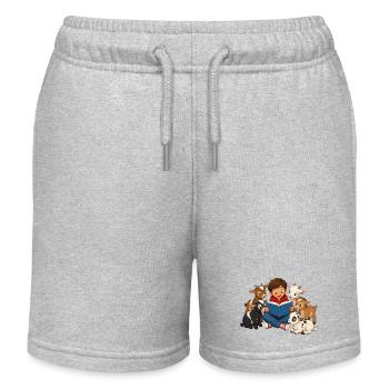 Junge liest kleinen Ziegen eine Geschichte vor - Kinder Organic Joggingshorts Mini Bolter von Stanley/Stella - Grau meliert - Vorne