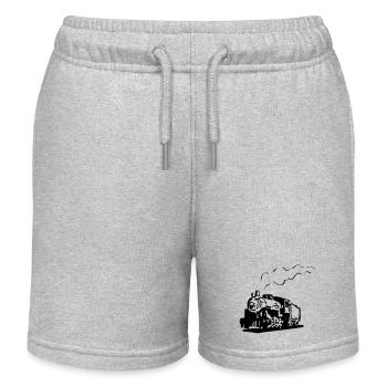 dampflok railroad locomotive romance - Kids Organic Sweat Shorts by Stanley/Stella - heather grey - Front