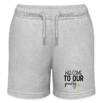 Design Welcome to our party - Short de jogging enfant bio Stanley/Stella - gris chiné - Devant