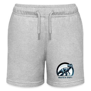 Dino Raptor for Kids Boys Girls Dinosaurs - Kids Organic Sweat Shorts by Stanley/Stella - heather grey - Front