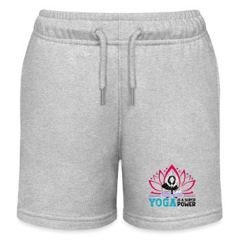 Yoga is a super power - Kids Organic Sweat Shorts by Stanley/Stella - heather grey - Front