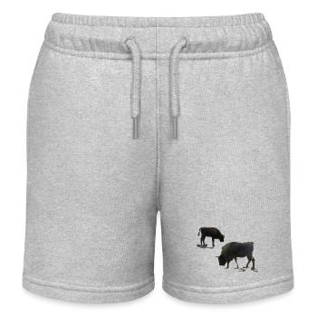 Bison avec jeune animal - Short de jogging enfant bio Stanley/Stella - gris chiné - Devant
