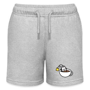 Funny tea bag in teacup bath Tea lover Tea drinker - Kids Organic Sweat Shorts by Stanley/Stella - heather grey - Front
