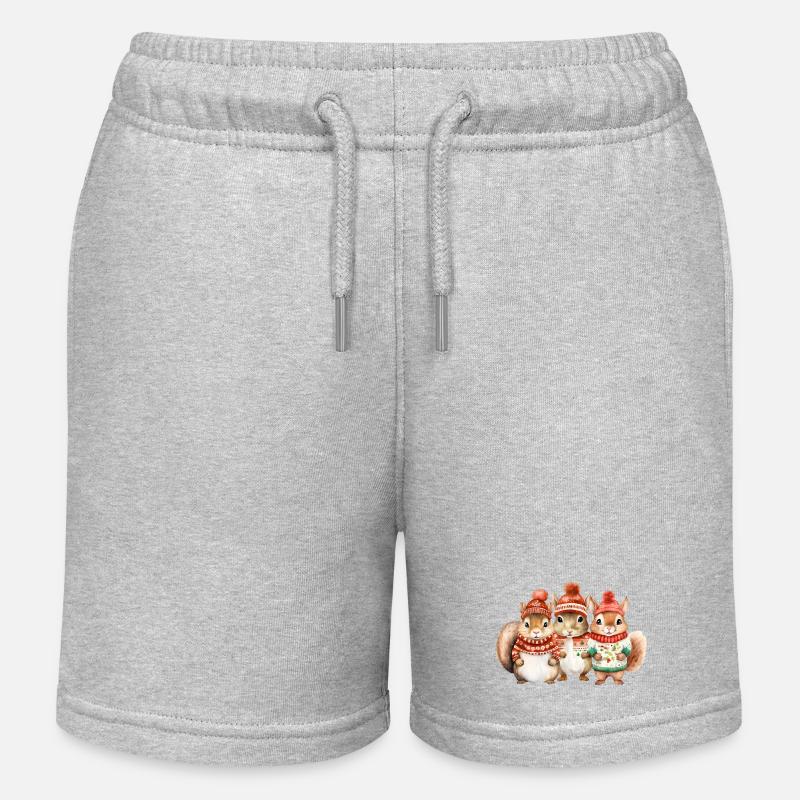 Trio d’écureuils d’hiver - Short de jogging enfant bio Stanley/Stella - gris chiné