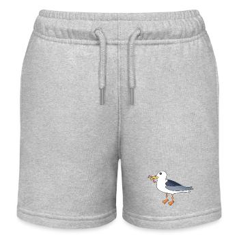 Mouette avec un ver dans le bec - Short de jogging enfant bio Stanley/Stella - gris chiné - Devant
