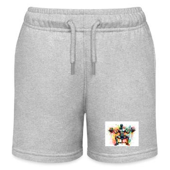 Muskulöser Mann, Der In Farbenfroher Kunst Gewichte Hebt - Kinder Organic Joggingshorts Mini Bolter von Stanley/Stella - Grau meliert - Vorne