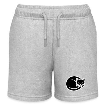 Minimalist Cat Silhouette - Kids Organic Sweat Shorts by Stanley/Stella - heather grey - Front