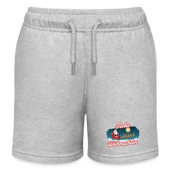Santa Schlitten Weihnachtsszene - Kinder Organic Joggingshorts Mini Bolter von Stanley/Stella - Grau meliert - Vorne