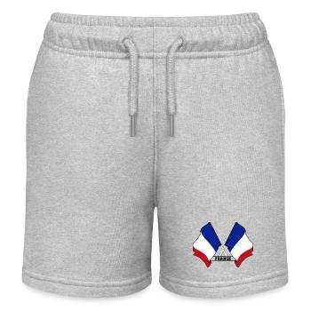 Drapeau français croisé - Short de jogging enfant bio Stanley/Stella - gris chiné - Devant