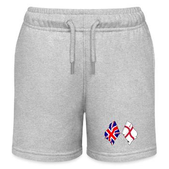 City of London & Great Britain Flags - Kids Organic Sweat Shorts by Stanley/Stella - heather grey - Front