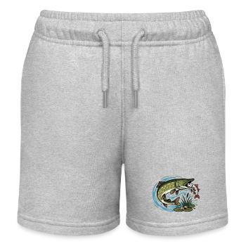 Hecht fängt Rotauge - Kinder Organic Joggingshorts Mini Bolter von Stanley/Stella - Grau meliert - Vorne