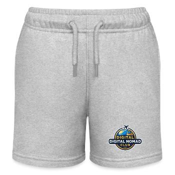 Digital Nomads Club Emblem Working Under Palm Trees - Kids Organic Sweat Shorts by Stanley/Stella - heather grey - Front
