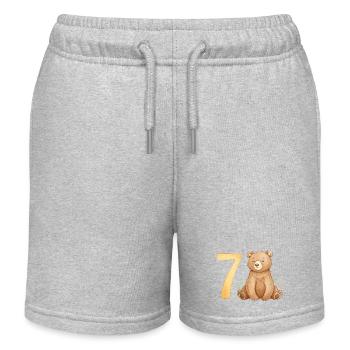 Wasserfarbener Bär mit Sieben - Kinder Organic Joggingshorts Mini Bolter von Stanley/Stella - Grau meliert - Vorne