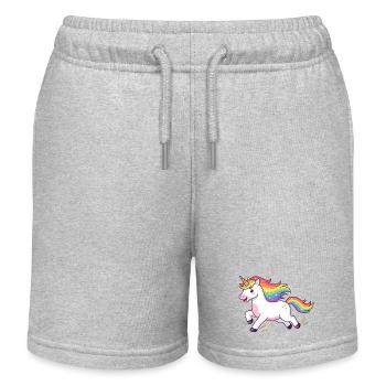 Rainbow Unicorn Burst - Kids Organic Sweat Shorts by Stanley/Stella - heather grey - Front