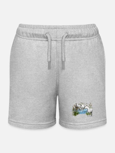 Chevaux camarguais - Short de jogging enfant bio Stanley/Stella - gris chiné