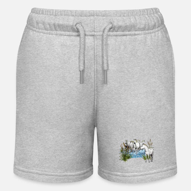 Chevaux camarguais - Short de jogging enfant bio Stanley/Stella - gris chiné