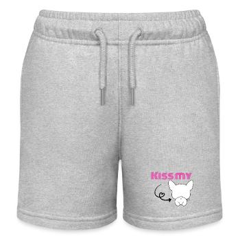 Kiss my Bulldog - Französischer Frechdachs - Kinder Organic Joggingshorts Mini Bolter von Stanley/Stella - Grau meliert - Vorne