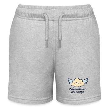 Wolke mit Flügeln und inspirierendes Zitat - Kinder Organic Joggingshorts Mini Bolter von Stanley/Stella - Grau meliert - Vorne