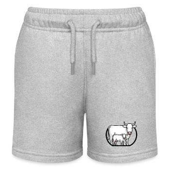 Kuh mit Kalb – Minimalistische Bauernhofkunst - Kinder Organic Joggingshorts Mini Bolter von Stanley/Stella - Grau meliert - Vorne
