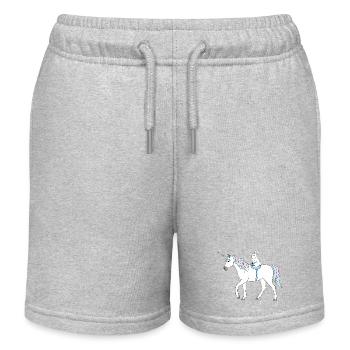 Pastell Einhorn mit Häschen - Kinder Organic Joggingshorts Mini Bolter von Stanley/Stella - Grau meliert - Vorne