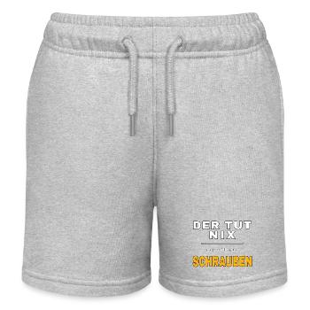 Der tut nix der will nur schrauben – Werkstatt Fun - Kinder Organic Joggingshorts Mini Bolter von Stanley/Stella - Grau meliert - Vorne