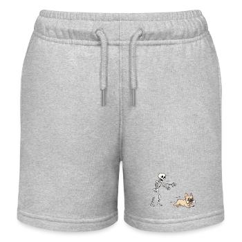 Halloween, Französische Bulldogge, Skelett - Kinder Organic Joggingshorts Mini Bolter von Stanley/Stella - Grau meliert - Vorne