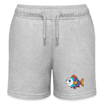 Bunter Tropischer Fisch - Kinder Organic Joggingshorts Mini Bolter von Stanley/Stella - Grau meliert - Vorne
