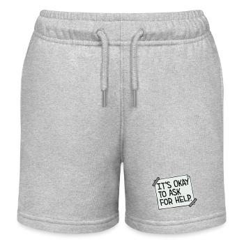 It's Okay To Ask For Help Help Questions Saying Logo - Kids Organic Sweat Shorts by Stanley/Stella - heather grey - Front