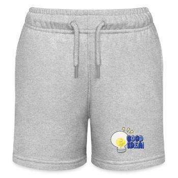 Good Idea Light Bulb Comic - Kids Organic Sweat Shorts by Stanley/Stella - heather grey - Front