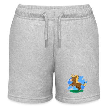 Pferd (Pony) & Landschaft - Kinder Organic Joggingshorts Mini Bolter von Stanley/Stella - Grau meliert - Vorne