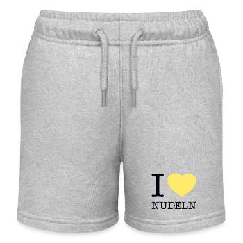 I love Nudeln - Kinder Organic Joggingshorts Mini Bolter von Stanley/Stella - Grau meliert - Vorne