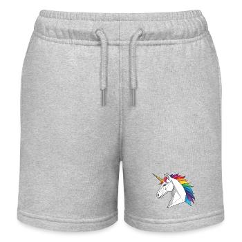 Licorne géométrique avec arc-en-ciel - Short de jogging enfant bio Stanley/Stella - gris chiné - Devant