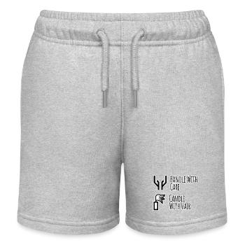 Handle With Care / Candle with Hair - Flachwitz! - Kids Organic Sweat Shorts by Stanley/Stella - heather grey - Front