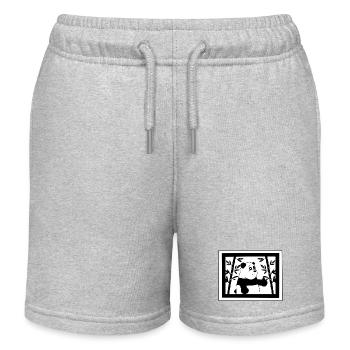 Cartoon panda thumbs up with bamboo - Kids Organic Sweat Shorts by Stanley/Stella - heather grey - Front