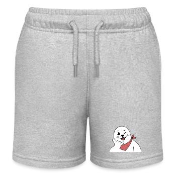 Winking Seal Wearing a Bandana Throwing Shaka Sign - Kids Organic Sweat Shorts by Stanley/Stella - heather grey - Front
