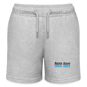 Motorradfahrer Spruch "2 Räder bewegen die Seele" - Kinder Organic Joggingshorts Mini Bolter von Stanley/Stella - Grau meliert - Vorne