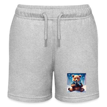 Photographer Bear in the snow (AI) - Kids Organic Sweat Shorts by Stanley/Stella - heather grey - Front