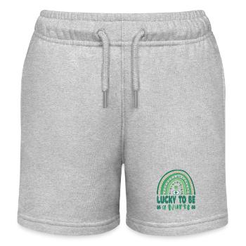 Lucky to be a nurse on St. Patricks Day - Kids Organic Sweat Shorts by Stanley/Stella - heather grey - Front